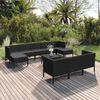 vidaXL 11 Piece Garden Lounge Set with Cushions Poly Rattan Black