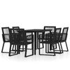 vidaXL 7 Piece Garden Dining Set Black