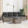 vidaXL Garden Sofa Set 5 pcs Grey Poly Rattan and Steel and Glass