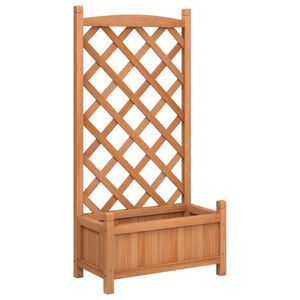 vidaXL Planter with Trellis Brown 55x29.5x110 cm Solid Wood Fir