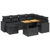 vidaXL 8 Piece Garden Sofa Set with Cushions Black Poly Rattan