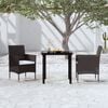 vidaXL 3 Piece Garden Dining Set with Cushions Black