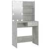 vidaXL Dressing Table with LED Concrete Grey 74.5x40x141 cm