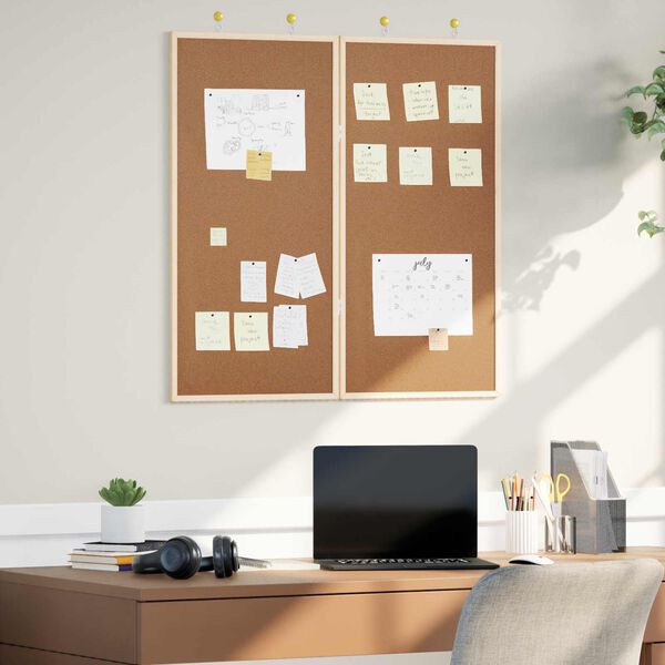 vidaXL Bulletin Board Folding Brown 80 x 80 x 1.4 cm Solid pine wood