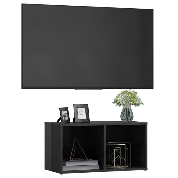 vidaXL TV Cabinet High Gloss Grey 72x35x36.5 cm Engineered Wood