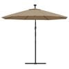 vidaXL Cantilever Garden Parasol with LED Lights and Steel Pole 300 cm Taupe