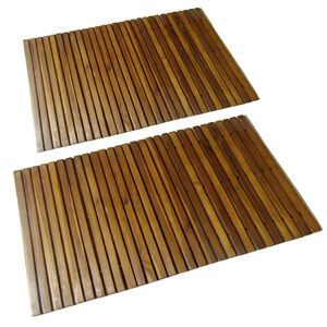 vidaXL Bath Mat | Set of 2 | Brown | Acacia hardwood | 80 x 50 cm | Durable
