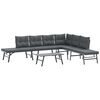 vidaXL 5 Piece Garden Bench Set with Cushions Black Powder-coated Steel
