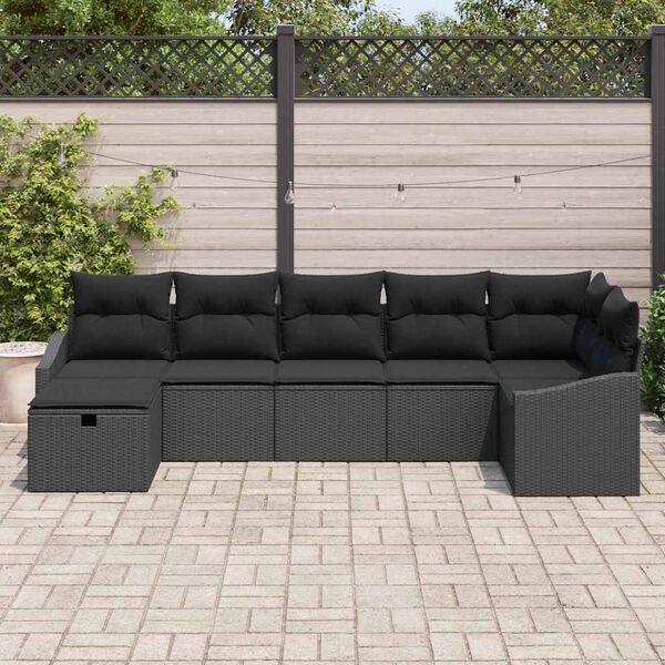 vidaXL Sofa Set with Cushion 7 pcs Poly Rattan