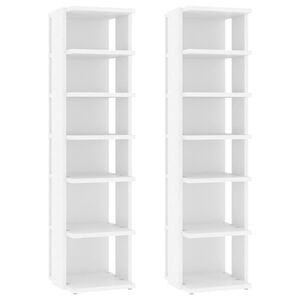 vidaXL Shoe Cabinets 2 pcs White 27,5x27x102 cm Engineered Wood