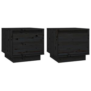 vidaXL Bedside Cabinet | Set of 2 | Black | Solid Pine Wood | Small