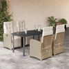 vidaXL 5 Piece Garden Dining Set with Cushions Beige Poly Rattan