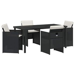 vidaXL Garden Dining Set 5 pcs Black Poly Rattan