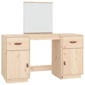 vidaXL Dressing Table Set with a Mirror Solid Wood Pine