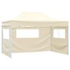 vidaXL Professional Folding Party Tent with 4 Sidewalls 3x4 m Steel Cream