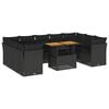vidaXL 10 Piece Garden Sofa Set with Cushions Black Poly Rattan