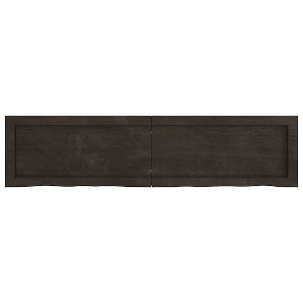 vidaXL Wall Shelf Dark Brown 120x30x(2-4) cm Treated Solid Wood Oak