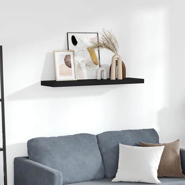 vidaXL Floating Wall Shelf Black 90x23.5x3.8 cm MDF