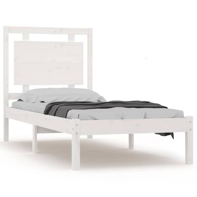 vidaXL Bed Frame White Solid Wood 90X190 cm Single | vidaXL.com.au