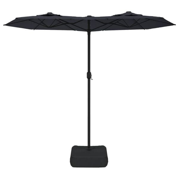 vidaXL Double-Head Garden Parasol Black 316x145 cm