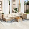 vidaXL 8 Piece Garden Sofa Set with Cushions Beige Poly Rattan
