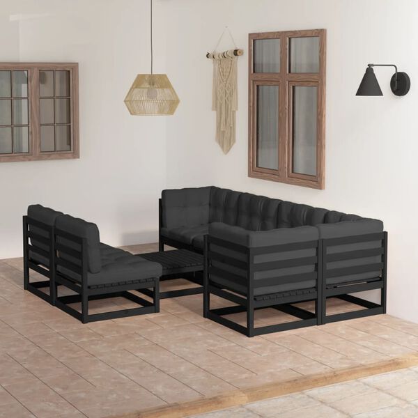vidaXL 8 Piece Garden Lounge Set with Cushions Solid Pinewood