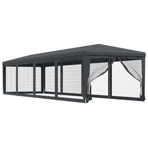 vidaXL Party Tent with 10 Mesh Sidewalls Anthracite 3x12 m HDPE