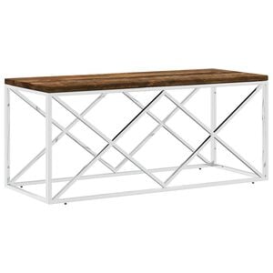 vidaXL Coffee Table Stainless Steel and Solid Wood Reclaimed