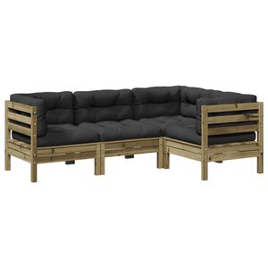 vidaXL 4 Piece Garden Sofa Set with Cushions Impregnated Wood Pine
