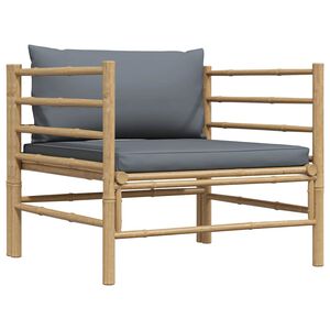 vidaXL Garden Sofa with Dark Grey Cushions Bamboo
