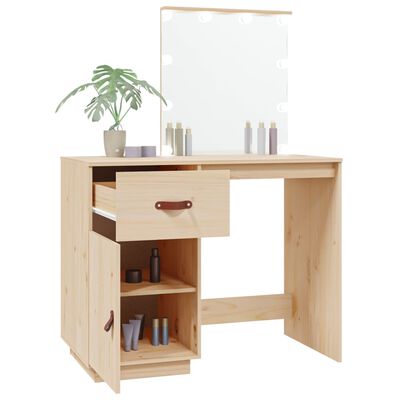 vidaXL Dressing Table with LED 95x50x133.5 cm Solid Wood Pine
