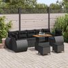 vidaXL Garden Sofa Set Height-Adjustable 10 pcs Black Poly Rattan