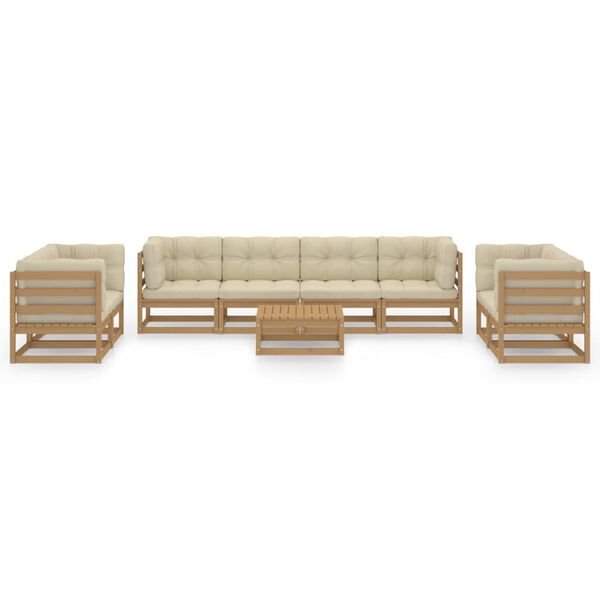 vidaXL 9 Piece Garden Lounge Set with Cushions Solid Pinewood
