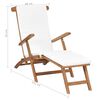 vidaXL Deck Chair with Cushion Cream White Solid Teak Wood