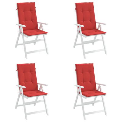 vidaXL Garden Highback Chair Cushions 4 pcs Red 120x50x3 cm Fabric