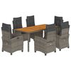 vidaXL 7 Piece Garden Dining Set with Cushions Grey Poly Rattan