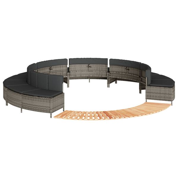 vidaXL Hot Tub Surround Grey Poly Rattan and Solid Wood Acacia