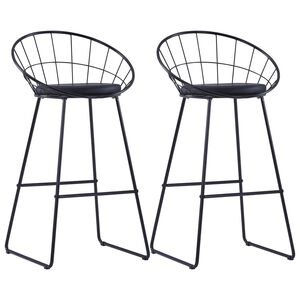 vidaXL Bar Chair | Set of 2 | Black | Powder-coated steel and faux leather