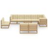 vidaXL 10 Piece Garden Lounge Set with Cushions Solid Pinewood