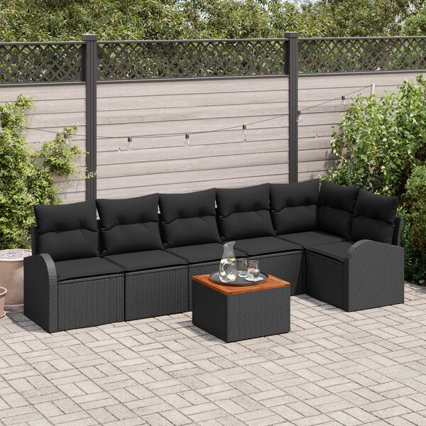vidaXL Garden Sofa Set 7 pcs Black