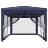 vidaXL Party Tent with 6 Mesh Sidewalls Blue 3x6 m HDPE
