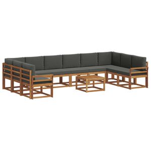 vidaXL Outdoor Sofa Set 11 pcs Natural and Anthracite