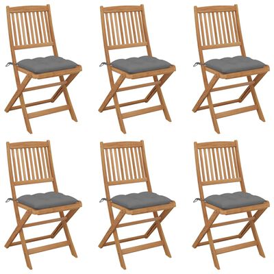 vidaXL Folding Garden Chairs 6 pcs with Cushions Solid Wood Acacia