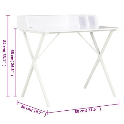 vidaXL Desk White 80x50x84 cm
