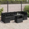 vidaXL Garden Sofa Set with Cushion 8 pcs Black Poly Rattan