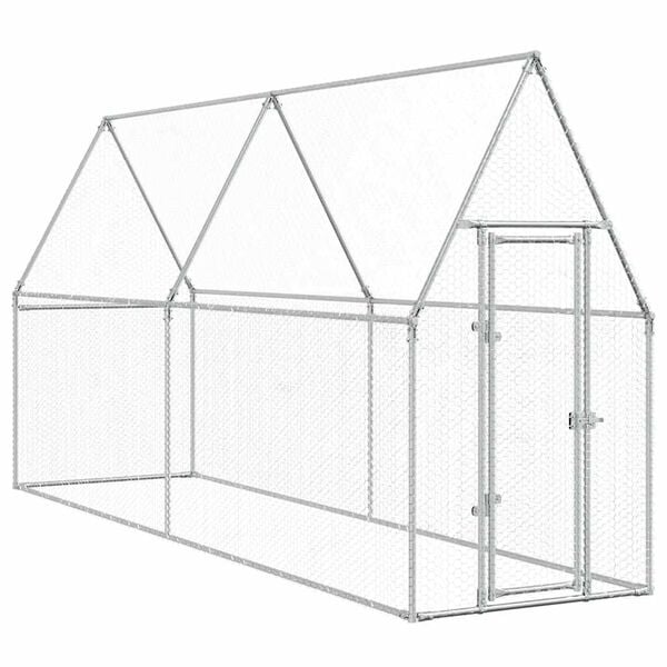 vidaXL Chicken Cage Silver 400x100x190 cm Galvanised Steel