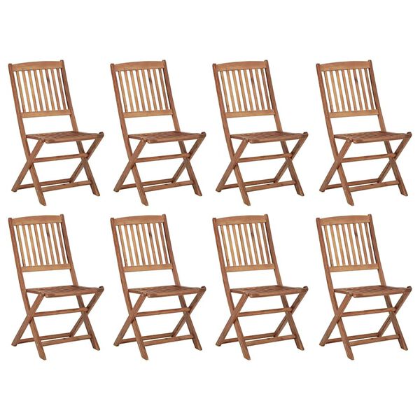 vidaXL Folding Outdoor Chairs with Cushions 8 pcs Solid Wood Acacia