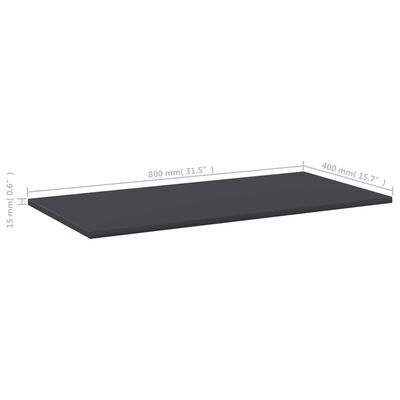 vidaXL Bookshelf Boards 4 pcs Grey 80x40x1.5 cm Engineered Wood