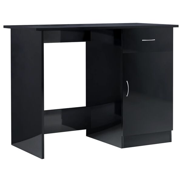 vidaXL Desk High Gloss Black 100x50x76 cm Engineered Wood