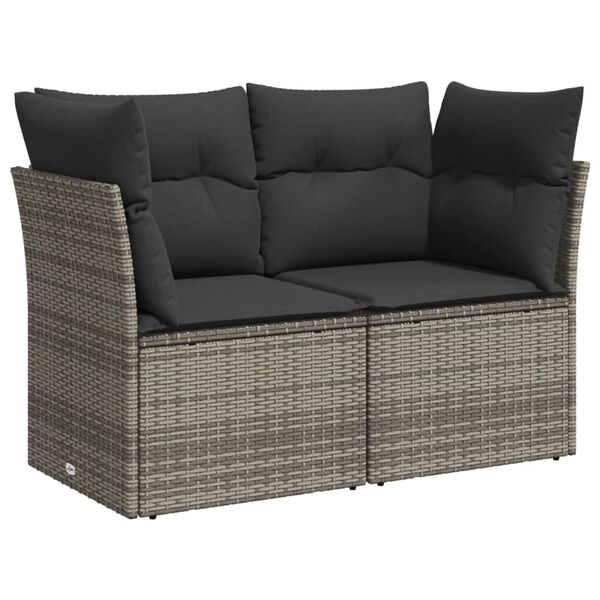 vidaXL 10 Piece Garden Sofa Set with Cushions Grey Poly Rattan